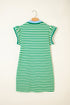 Preppy Stripe Contrast Collar Split Neck Flutter Sleeve T Shirt Dress